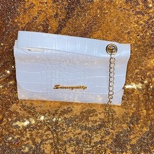 White Alligator Printed crossbody bag with handle